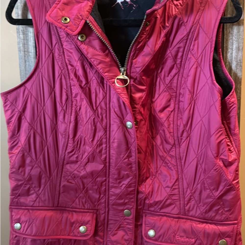 Barbour Quilted Sleeveless Vest in Raspberry Pink